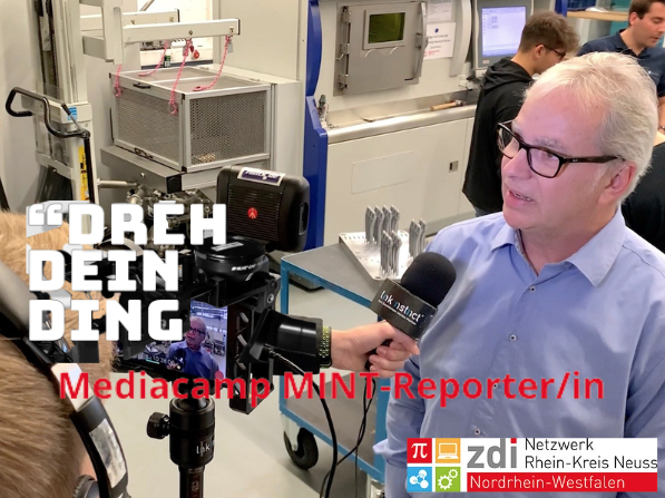 Harry Flint mit zdi Netzwerkpartner link instinct® Dozent beim MINT Mediacamp im Rhein-Kreis Neuss